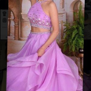 Two Piece lavender prom dress